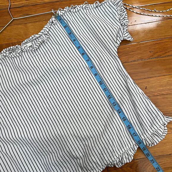 Madewell Ruffled Lace-Up Top in Stripe Gray Size XS - Picture 12 of 13